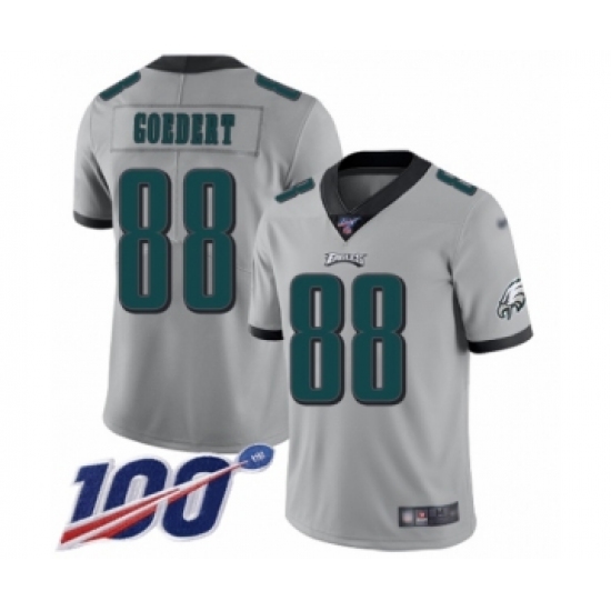Youth Philadelphia Eagles #88 Dallas Goedert Limited Silver Inverted Legend 100th Season Football Jersey - Ujersey