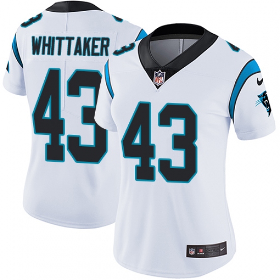 Women's Nike Carolina Panthers #43 Fozzy Whittaker White Vapor Untouchable Limited Player NFL Jersey - Ujersey