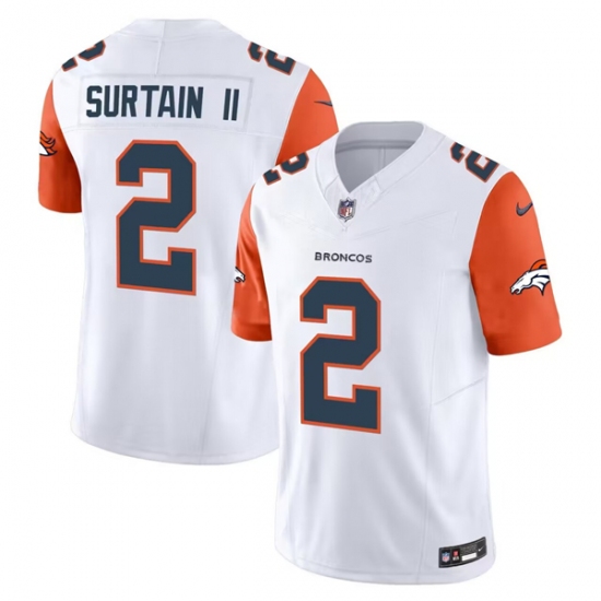 Men's Denver Broncos #2 Pat Surtain II White 2024 Draft F.U.S.E. Vapor Limited Stitched Jerseys - Ujersey