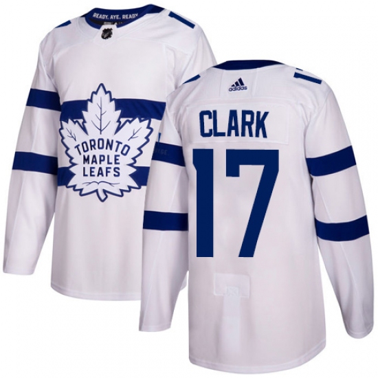 Men's Adidas Toronto Maple Leafs #17 Wendel Clark Authentic White 2018 Stadium Series NHL Jersey - Ujersey