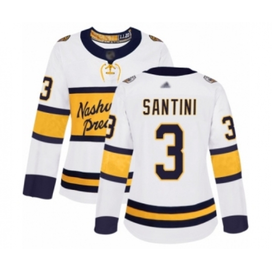 Women's Nashville Predators #3 Steven Santini Authentic White 2020 Winter Classic Hockey Jersey - Ujersey