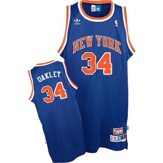 Men's Mitchell and Ness New York Knicks #34 Charles Oakley Swingman Royal Blue Throwback NBA Jersey - Ujersey