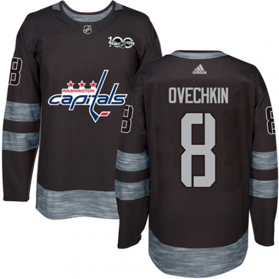 Men's Adidas Washington Capitals #8 Alex Ovechkin Premier Black 1917-2017 100th Anniversary NHL Jersey - Ujersey