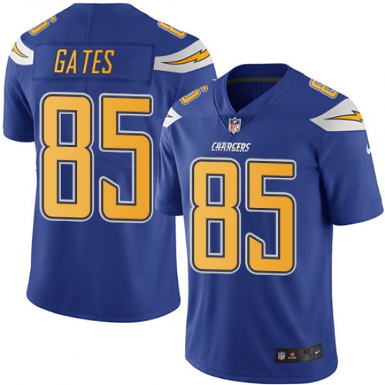 Men's Nike Los Angeles Chargers #85 Antonio Gates Elite Electric Blue Rush Vapor Untouchable NFL Jersey - Ujersey