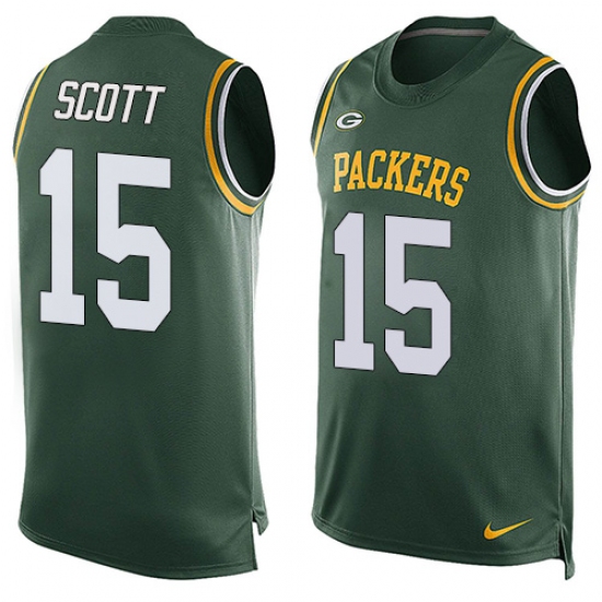 Men's Nike Green Bay Packers #15 JK Scott Limited Green Player Name & Number Tank Top NFL Jersey - Ujersey