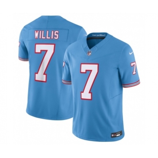 Men's Nike Tennessee Titans #7 Malik Willis Light Blue 2023 F.U.S.E. Vapor Limited Throwback Stitched Football Jersey - Ujersey