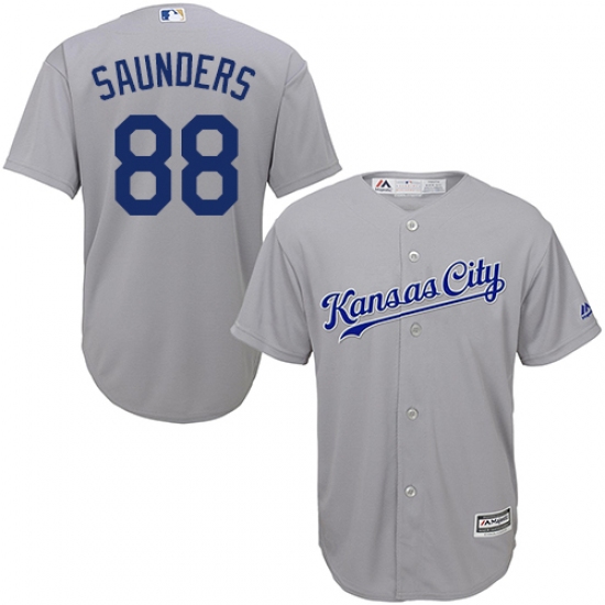 Men's Majestic Kansas City Royals #88 Michael Saunders Replica Grey Road Cool Base MLB Jersey - Ujersey
