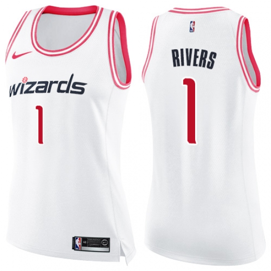 Women's Nike Washington Wizards #1 Austin Rivers Swingman White Pink Fashion NBA Jersey - Ujersey