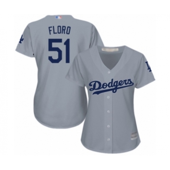 Women's Los Angeles Dodgers #51 Dylan Floro Authentic Grey Road Cool Base Baseball Player Jersey - Ujersey