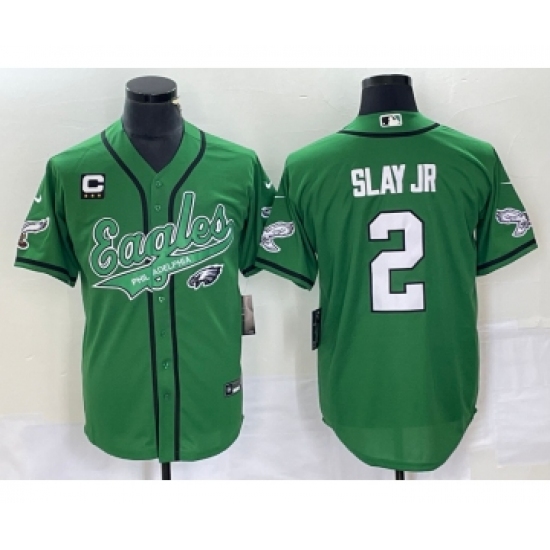 Men's Nike Philadelphia Eagles #2 Darius Slay JR Green C Cool Base Stitched Baseball Jersey - Ujersey