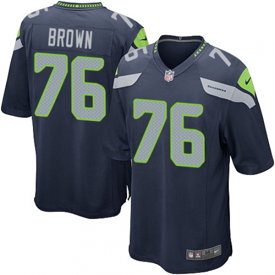 Men's Nike Seattle Seahawks #76 Duane Brown Game Navy Blue Team Color NFL Jersey - Ujersey