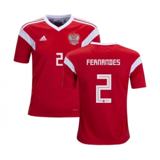 Russia #2 Fernandes Home Kid Soccer Country Jersey