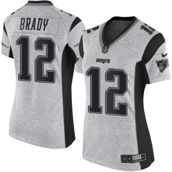 Women's Nike New England Patriots #12 Tom Brady Limited Gray Gridiron II NFL Jersey - Ujersey