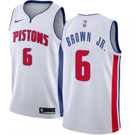 Youth Nike Detroit Pistons #6 Bruce Brown Jr. Swingman White NBA Jersey - Association Edition