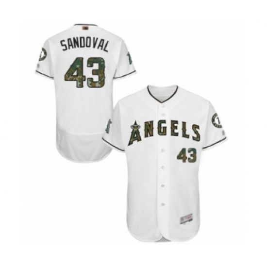 Men's Los Angeles Angels of Anaheim #43 Patrick Sandoval Authentic White 2016 Memorial Day Fashion Flex Base Baseball Player Jersey - Ujersey