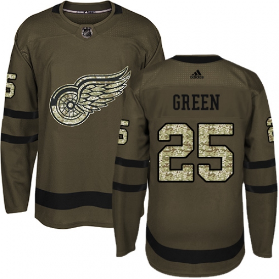 Men's Adidas Detroit Red Wings #25 Mike Green Authentic Green Salute to Service NHL Jersey - Ujersey