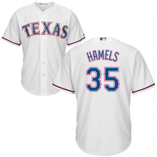 Men's Majestic Texas Rangers #35 Cole Hamels Replica White Home Cool Base MLB Jersey - Ujersey