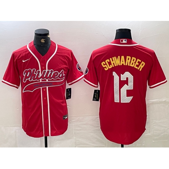 Men's Philadelphia Phillies #12 Kyle Schwarber Red 2024 City Connect Limited Stitched Jersey - Ujersey