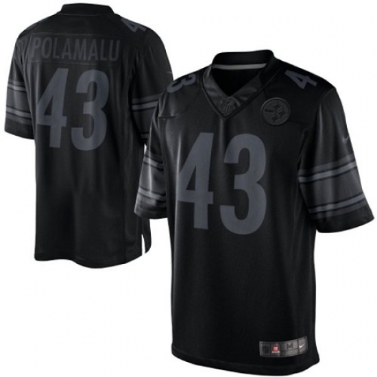 Men's Nike Pittsburgh Steelers #43 Troy Polamalu Black Drenched Limited NFL Jersey - Ujersey