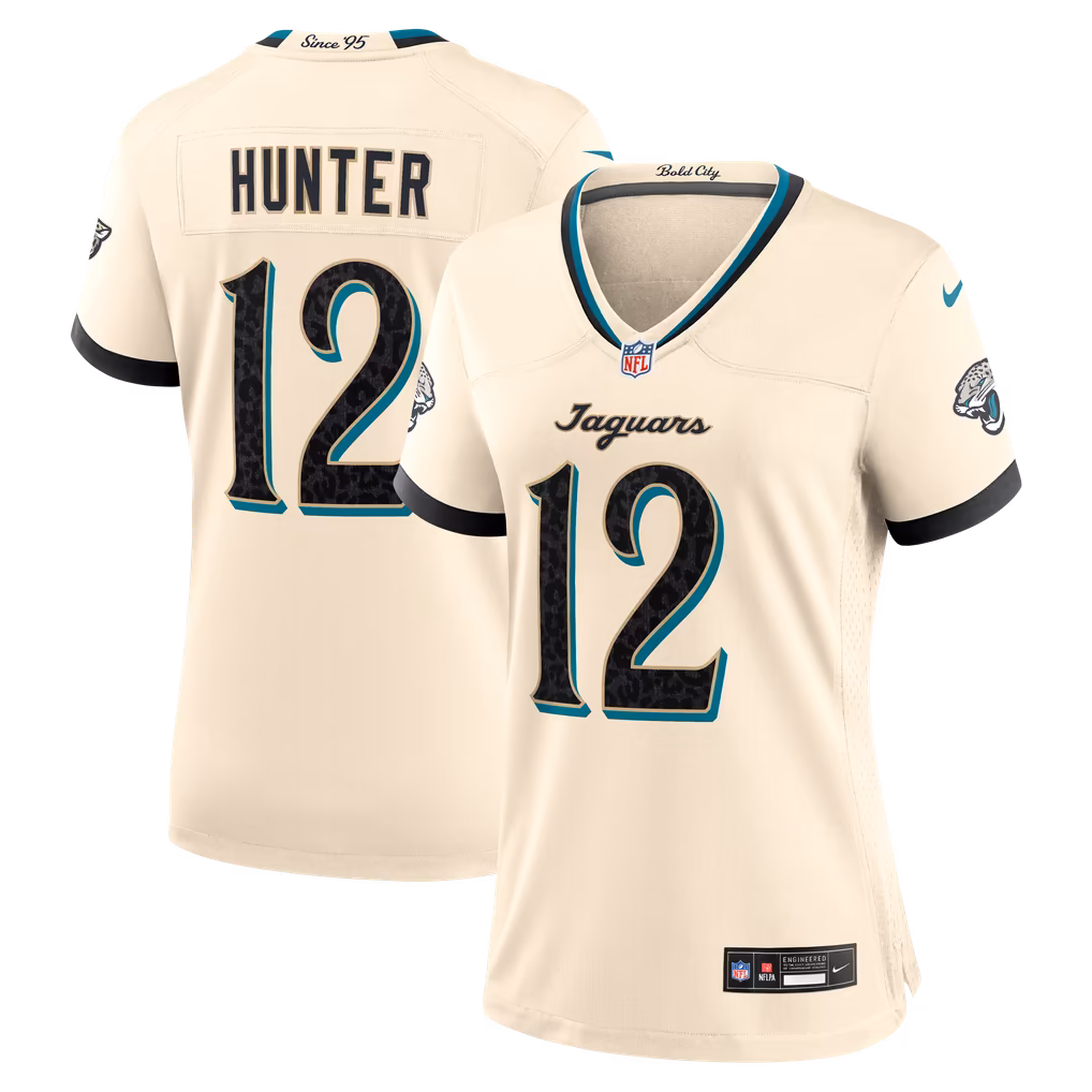 Women's Jacksonville Jaguars Travis Hunter Nike Natural 2026 Rivalries Collection Game Jersey - Ujersey
