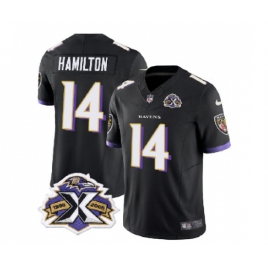 Men's Nike Baltimore Ravens #14 Kyle Hamilton Black 2023 F.U.S.E Throwback Vapor Limited Stitched Jersey - Ujersey