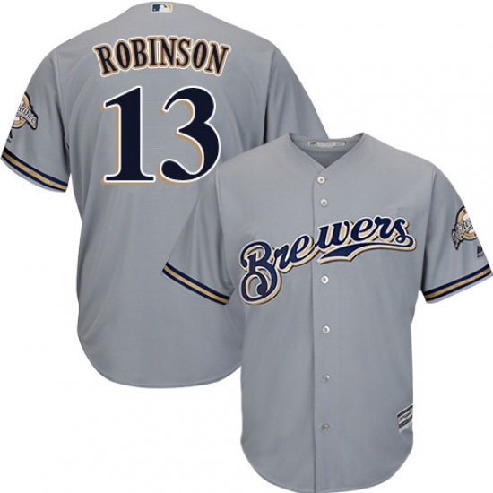 Youth Majestic Milwaukee Brewers #13 Glenn Robinson Authentic Grey Road Cool Base MLB Jersey - Ujersey