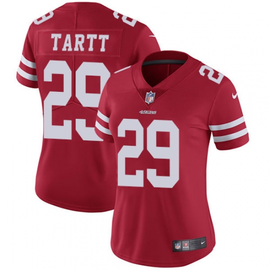 Women's Nike San Francisco 49ers #29 Jaquiski Tartt Red Team Color Vapor Untouchable Limited Player NFL Jersey - Ujersey
