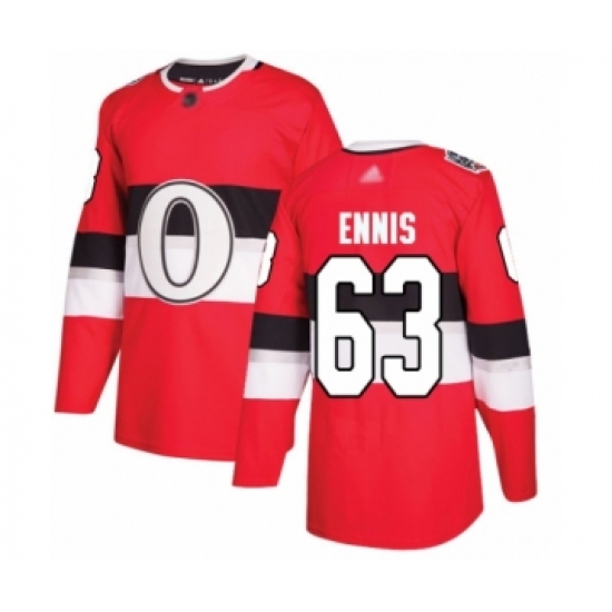 Men's Ottawa Senators #63 Tyler Ennis Authentic Red 2017 100 Classic Hockey Jersey - Ujersey