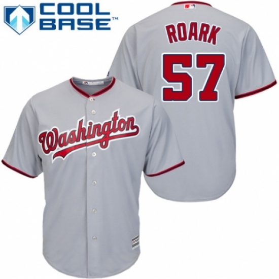 Youth Majestic Washington Nationals #57 Tanner Roark Replica Grey Road Cool Base MLB Jersey - Ujersey
