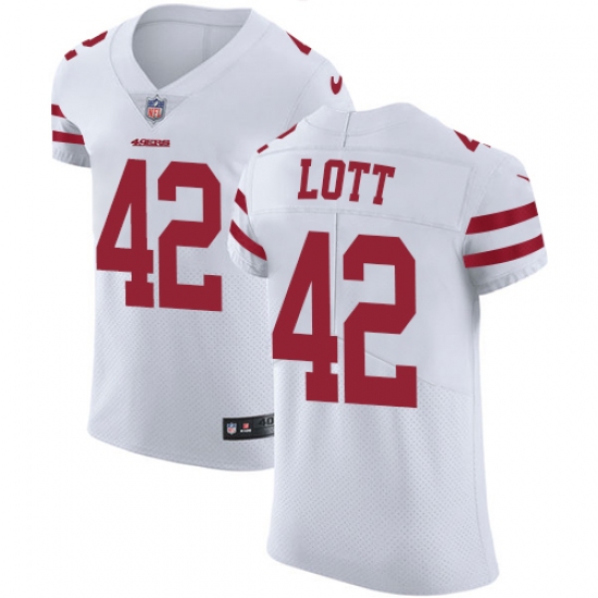 Men's Nike San Francisco 49ers #42 Ronnie Lott White Vapor Untouchable Elite Player NFL Jersey - Ujersey
