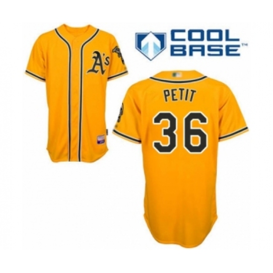 Youth Oakland Athletics #36 Yusmeiro Petit Authentic Gold Alternate 2 Cool Base Baseball Player Jersey - Ujersey