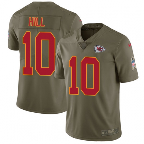 Youth Nike Kansas City Chiefs #10 Tyreek Hill Limited Olive 2017 Salute to Service NFL Jersey - Ujersey