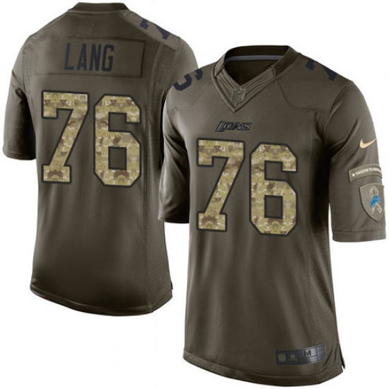 Men's Nike Detroit Lions #76 T.J. Lang Elite Green Salute to Service NFL Jersey - Ujersey