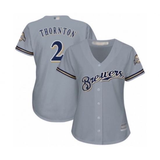 Women's Milwaukee Brewers #2 Trent Grisham Authentic Grey Road Cool Base Baseball Player Jersey - Ujersey