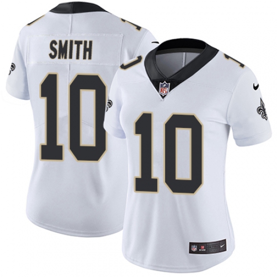 Women's Nike New Orleans Saints #10 Tre'Quan Smith White Vapor Untouchable Limited Player NFL Jersey - Ujersey