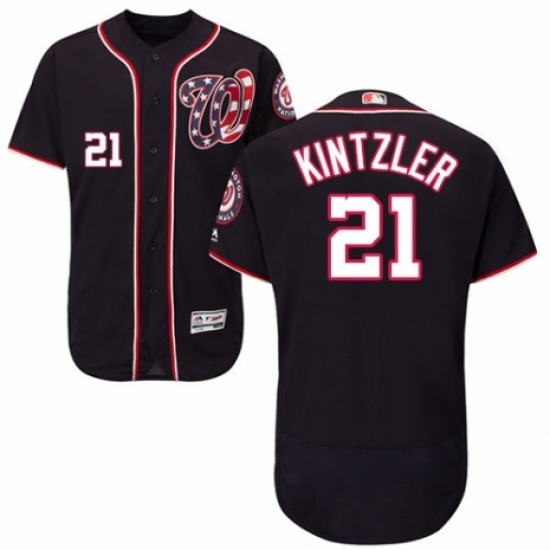 Men's Majestic Washington Nationals #21 Brandon Kintzler Navy Blue Alternate Flex Base Authentic Collection MLB Jersey - Ujersey