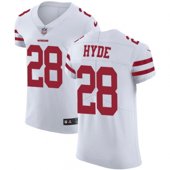 Men's Nike San Francisco 49ers #28 Carlos Hyde White Vapor Untouchable Elite Player NFL Jersey - Ujersey