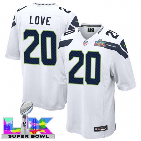 Men's Seattle Seahawks #20 Julian Love White 2025 2026 Super Bowl LX F U S E Stitched Jersey - Ujersey