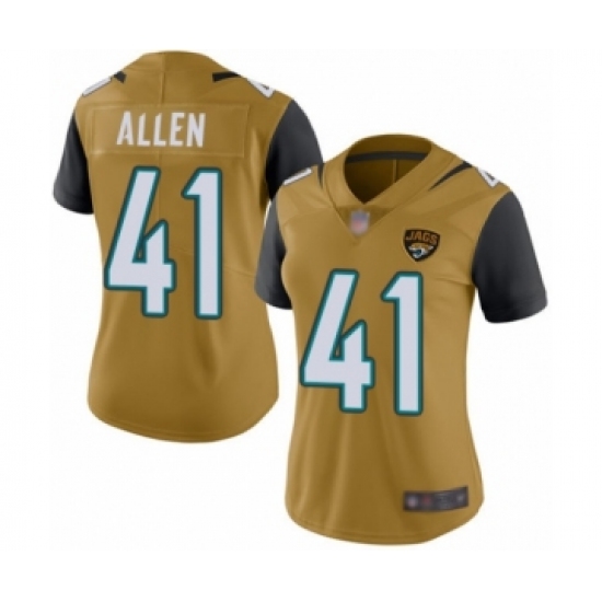 Women's Jacksonville Jaguars #41 Josh Allen Limited Gold Rush Vapor Untouchable Football Jersey - Ujersey