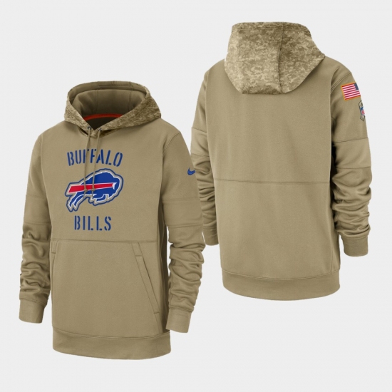 Men's Buffalo Bills Tan 2019 Salute to Service Sideline Therma Pullover Hoodie - Ujersey