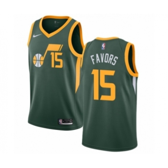 Women's Nike Utah Jazz #15 Derrick Favors Green Swingman Jersey - Earned Edition - Ujersey