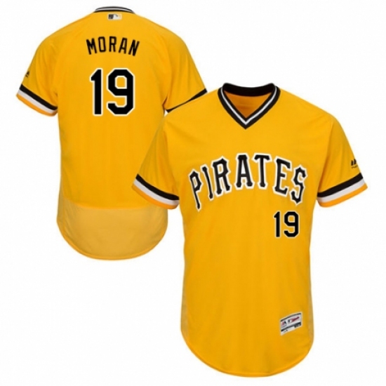 Men's Majestic Pittsburgh Pirates #19 Colin Moran Gold Alternate Flex Base Authentic Collection MLB Jersey - Ujersey