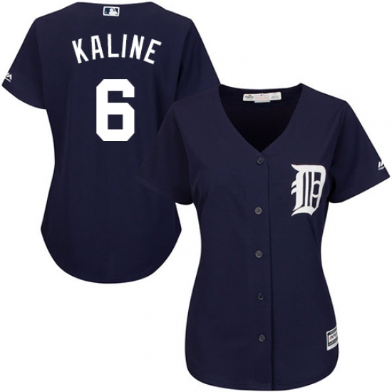 Women's Majestic Detroit Tigers #6 Al Kaline Authentic Navy Blue Alternate Cool Base MLB Jersey - Ujersey
