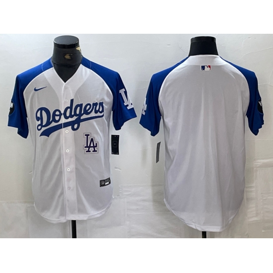 Men's Los Angeles Dodgers Blank White Blue Fashion Stitched Cool Base Limited Jersey - Ujersey