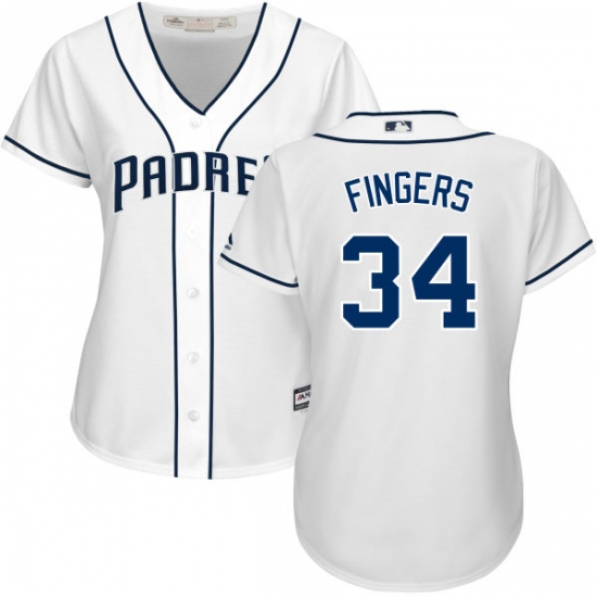 Women's Majestic San Diego Padres #34 Rollie Fingers Replica White Home Cool Base MLB Jersey - Ujersey