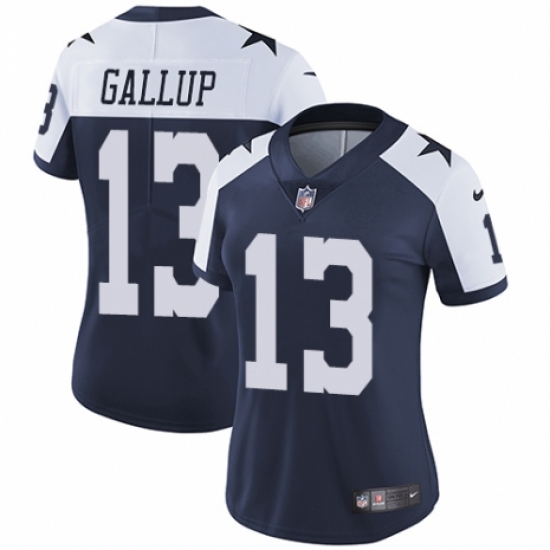 Women's Nike Dallas Cowboys #13 Michael Gallup Navy Blue Throwback Alternate Vapor Untouchable Limited Player NFL Jersey - Ujersey
