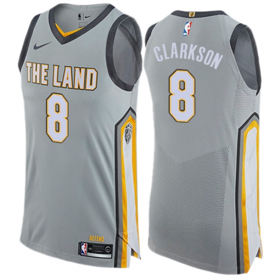 Men's Nike Cleveland Cavaliers #8 Jordan Clarkson Authentic Gray NBA Jersey - City Edition - Ujersey