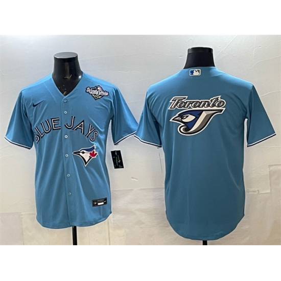 Men's Toronto Blue Jays Team Big Logo Blue 2025 World Series Home Cool Base Stitched Baseball Jersey - Ujersey