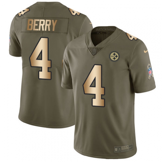 Men's Nike Pittsburgh Steelers #4 Jordan Berry Limited Olive/Gold 2017 Salute to Service NFL Jersey - Ujersey