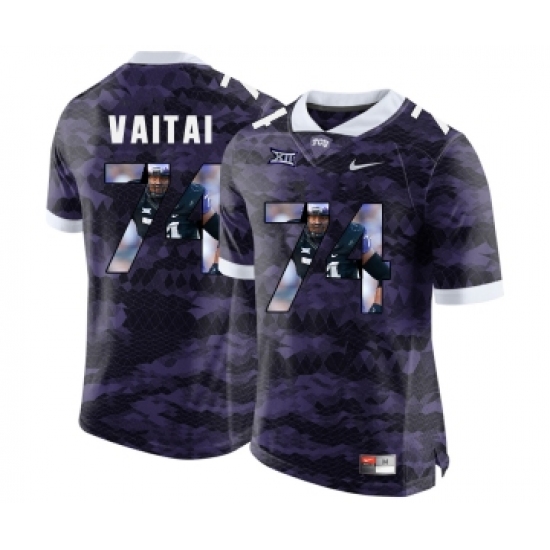 TCU Horned Frogs 74 Halapoulivaati Vaitai Purple With Portrait Print College Football Limited Jersey - Ujersey